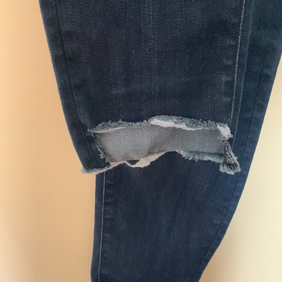 EARNEST SEWN Harlan.93B Cigarette Leg Jeans Uneven Hem Dark Wash Boho Y2K 28 - Picture 4 of 10